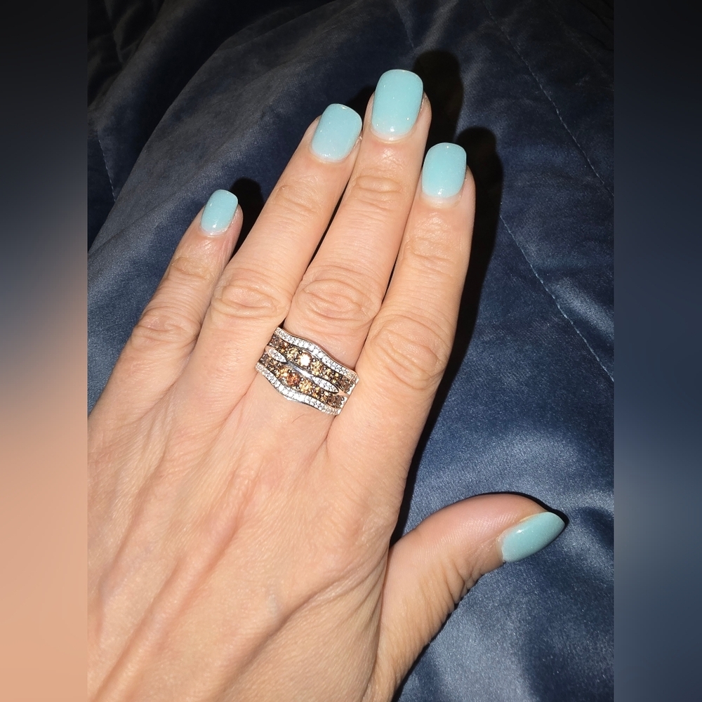 Sale Fine JewelryRING Size 9 Brown & White Details Wavy Retails $975! - Picture 3 of 10